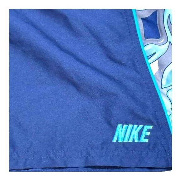 Nike Mens Large Blue Board Shorts Swim Trunks Floral Drawstring Bathing Suit - Picture 2 of 7